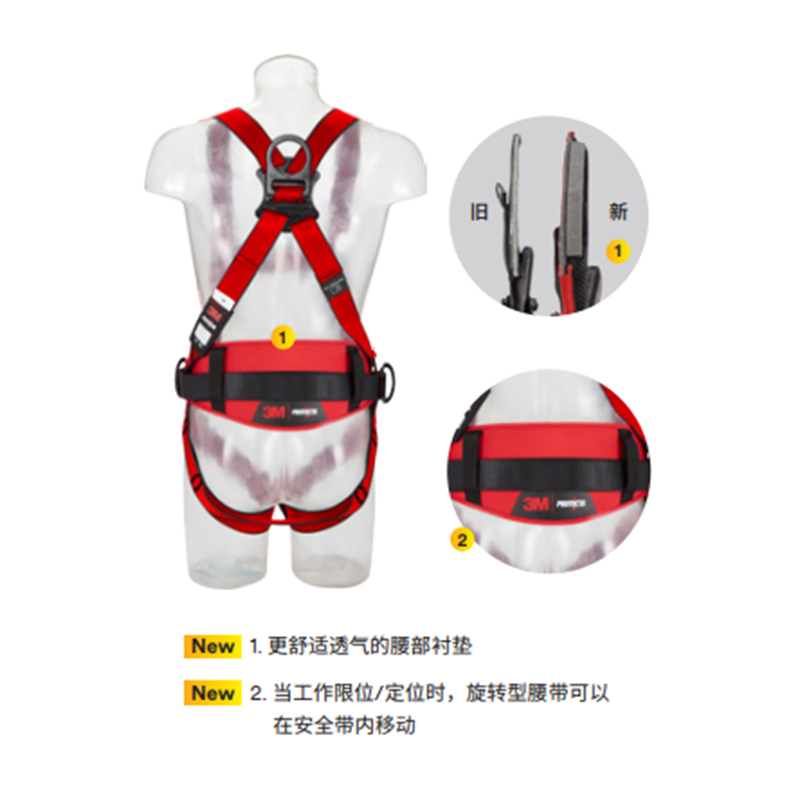 3M1161733保泰特P200五點(diǎn)式全身式安全帶M/L紅色圖片1