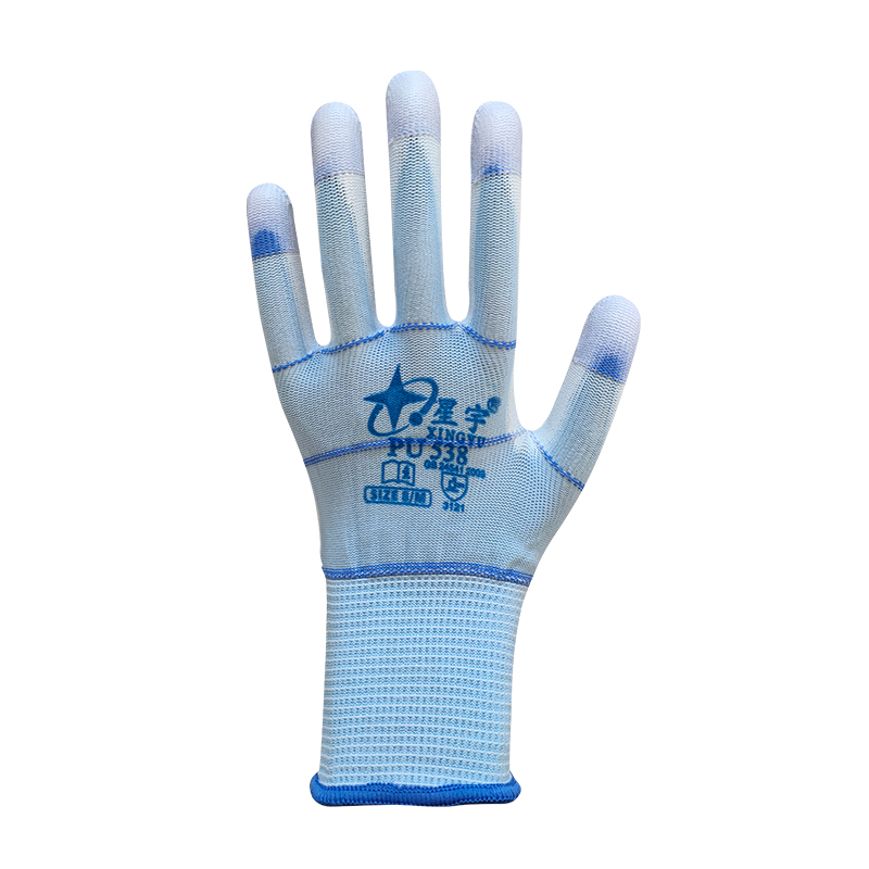 星宇PU538尼龍彩指加固PU勞保手套圖片4