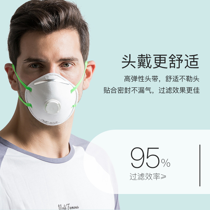 保為康9593 KN95帶呼吸閥防塵口罩圖片2