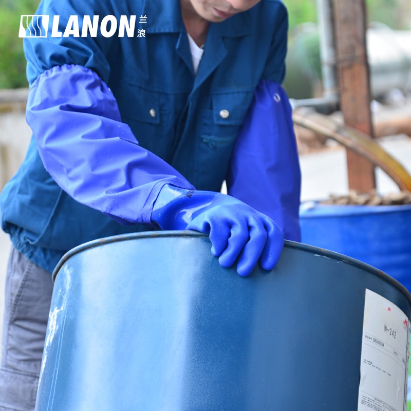 LANON蘭浪806SL接袖加長(zhǎng)耐酸堿PVC手套圖片2