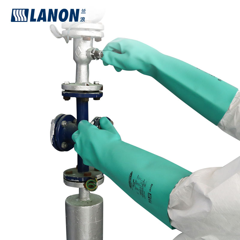 LANON蘭浪SR145加厚加長丁腈防化手套圖片1