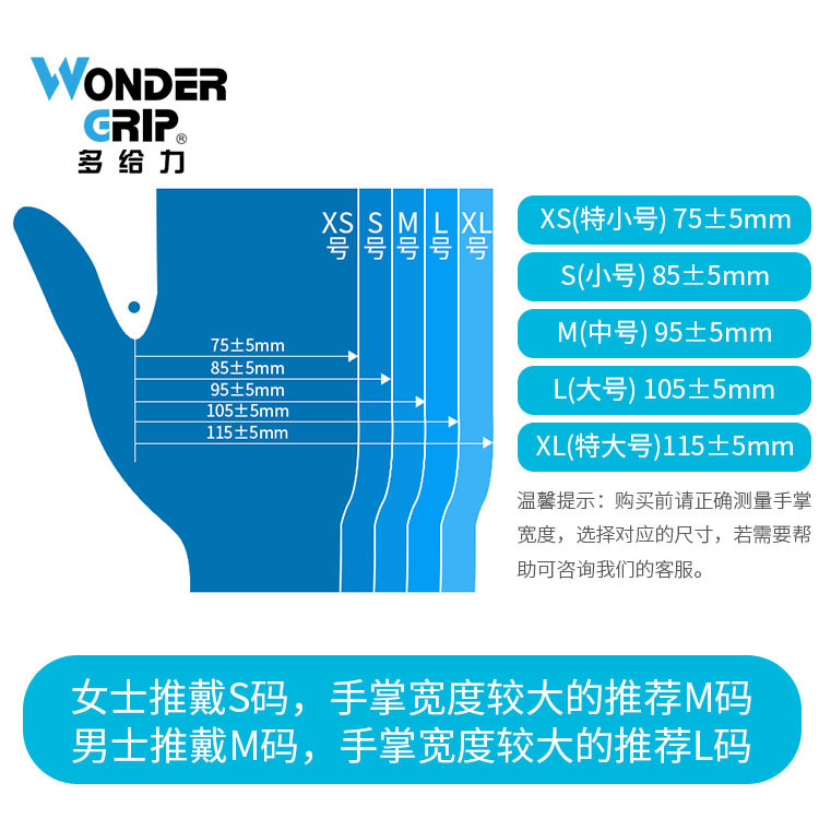多給力一次性藍色無粉丁腈醫(yī)用手套圖片2
