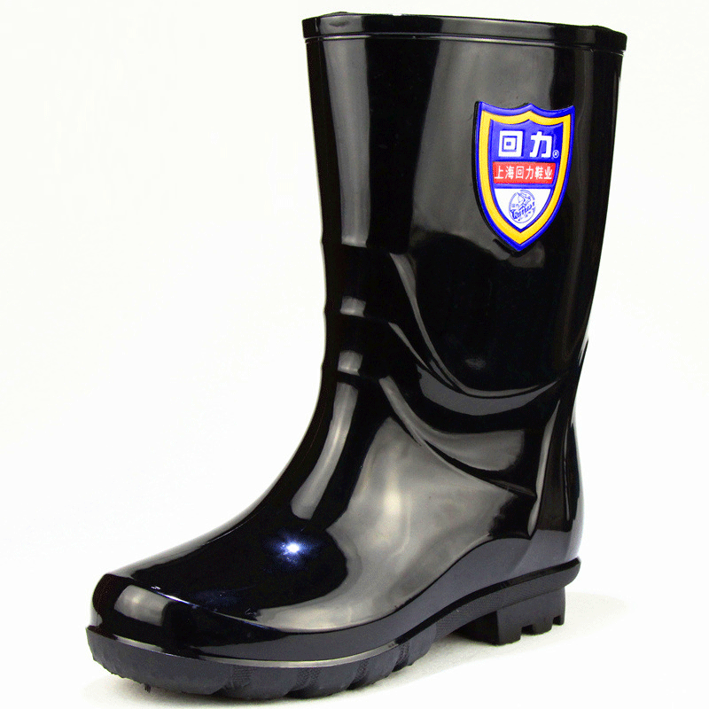 回力863黑色女款耐油PVC中筒雨靴圖片2