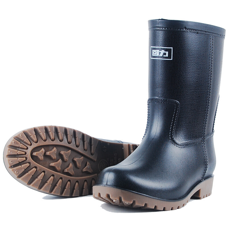 回力8128黑色耐油防滑中簡(jiǎn)雨靴圖片3