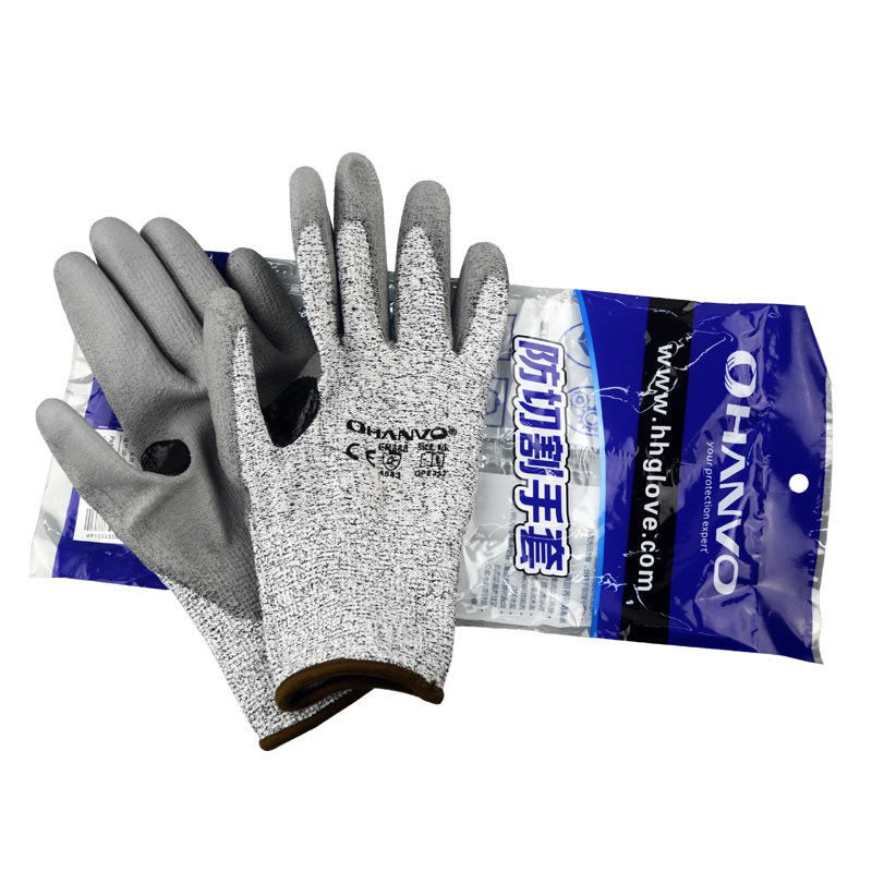 恒輝QPE352虎口加強(qiáng)PU涂層5級防割手套圖片4