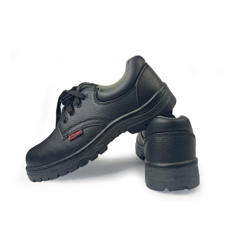 澳翔AX013黑色二層荔枝紋牛皮防砸防刺穿橡膠大底安全鞋圖片1