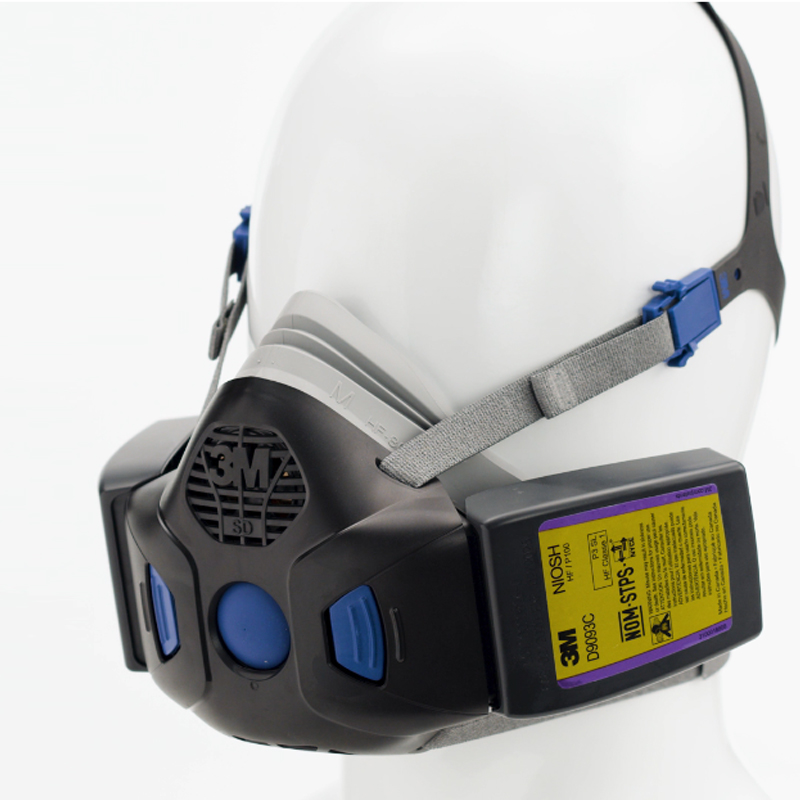 3M HF-802SD硅膠半面罩帶揚(yáng)聲器振動膜防毒面具Secure Click中號面罩圖片3