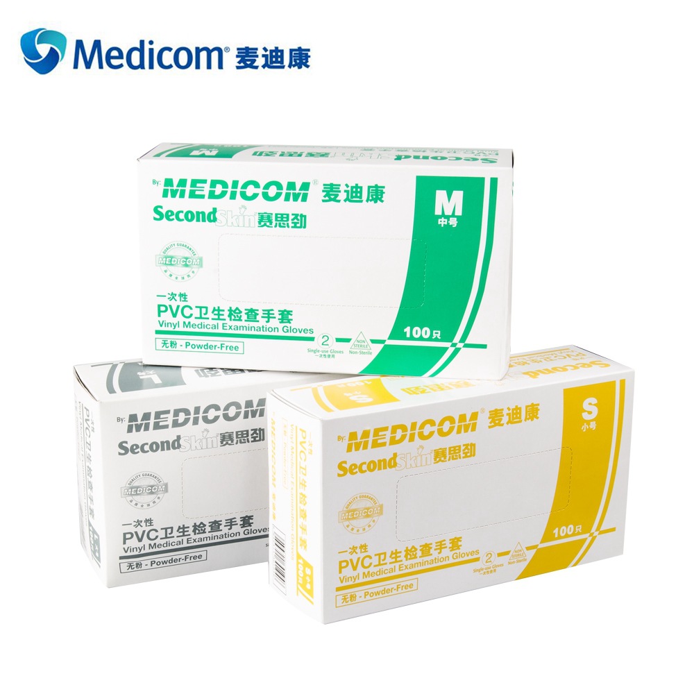 麥迪康1209B透明無粉一次性PVC手套S圖片1