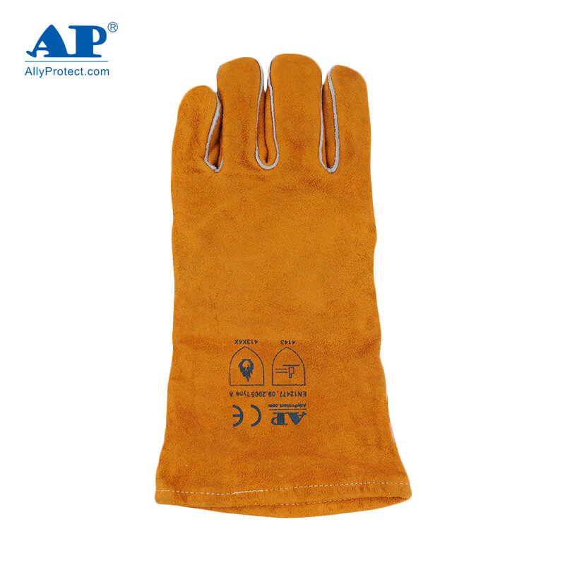友盟AP-0909金黃色牛二層皮電焊手套圖片2