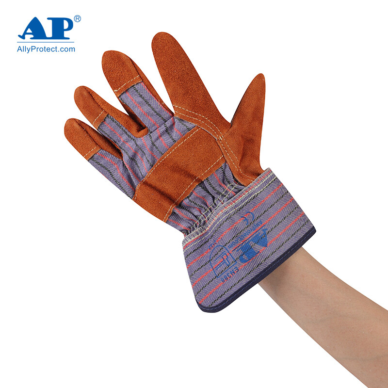 友盟AP-2206咖啡色牛二層皮勞保手套圖片3