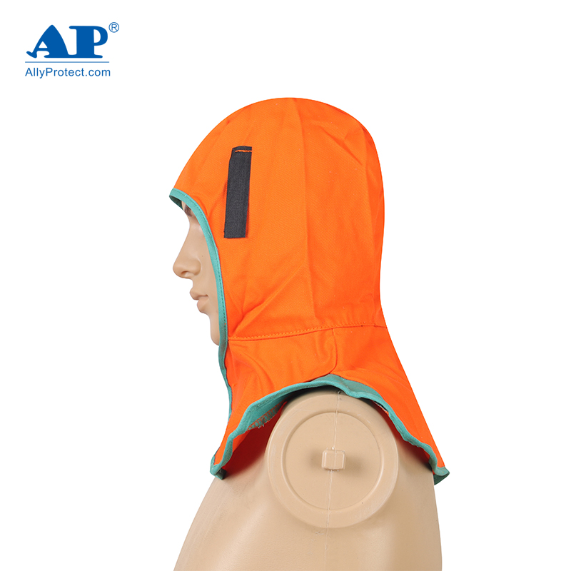 友盟AP-6671橙紅色阻燃布全護(hù)式焊帽圖片2