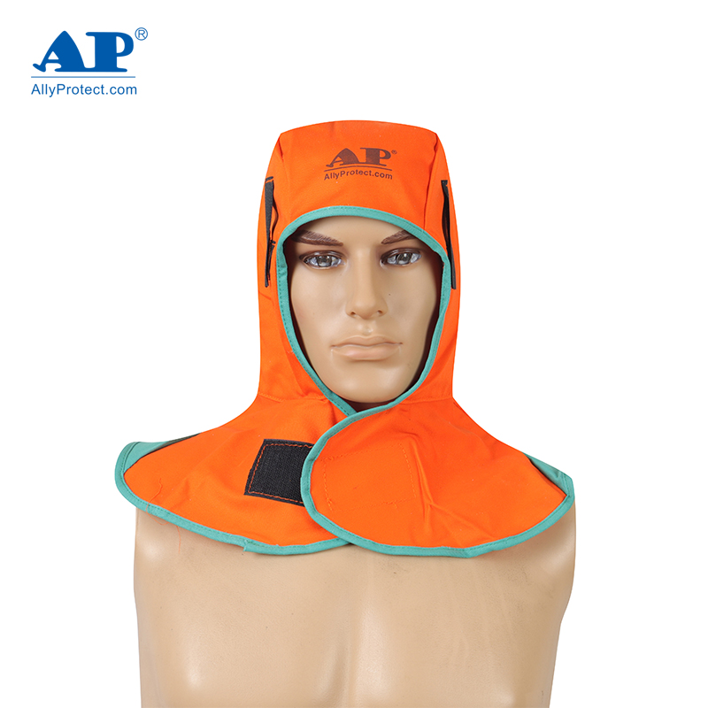 友盟AP-6671橙紅色阻燃布全護(hù)式焊帽圖片4