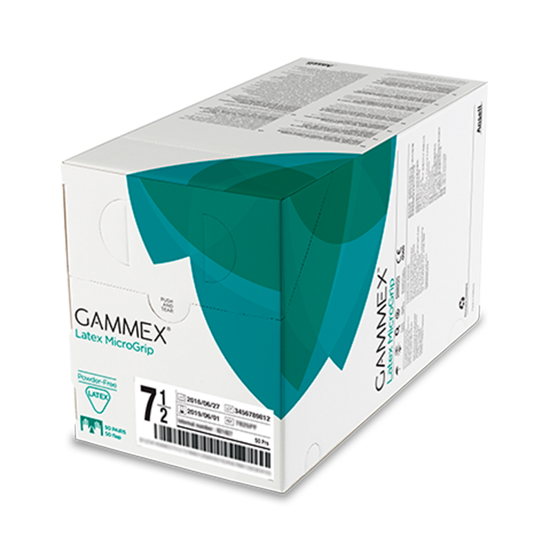 安思爾GAMMEX Latex MicroGrip 330055055無(wú)粉末乳膠外科手套圖片1