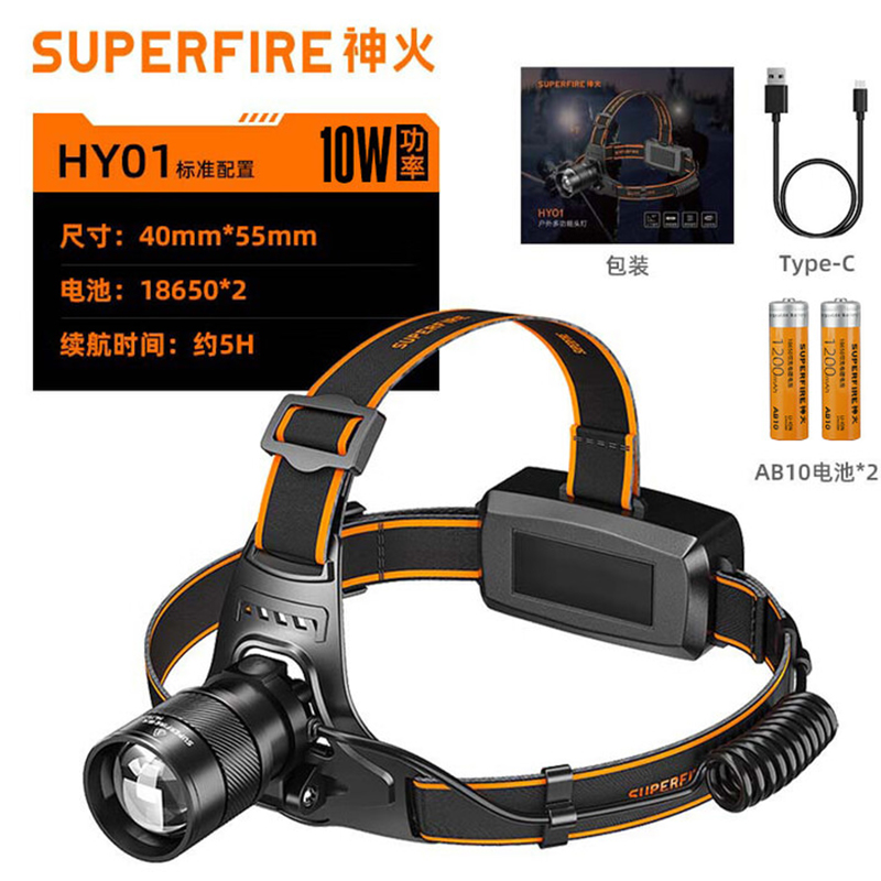 神火HY01調(diào)焦感應(yīng)白激光遠(yuǎn)射頭燈圖片1