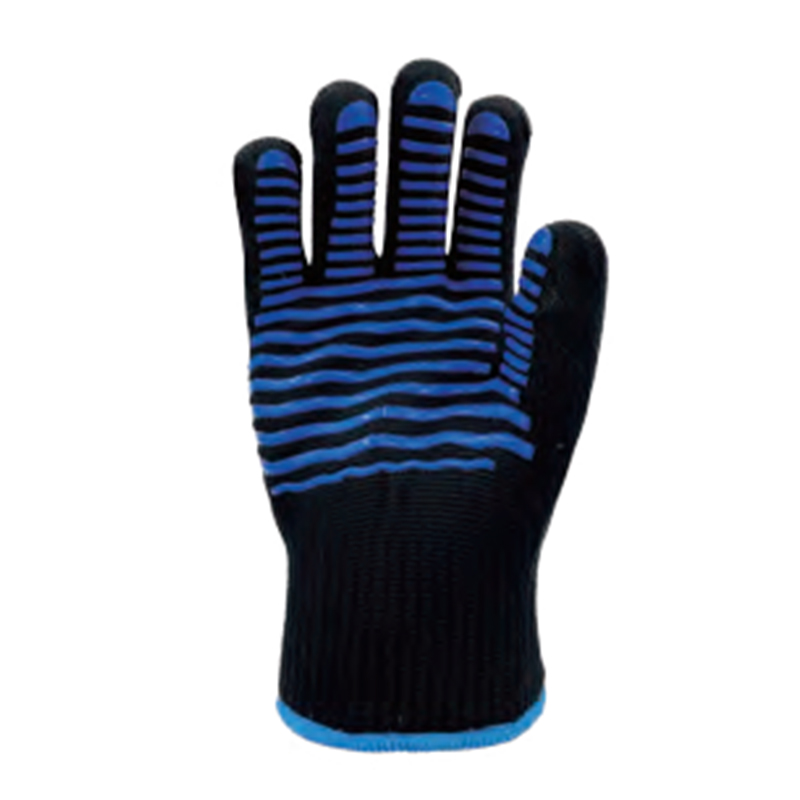 思衛(wèi)爾6100黑色10針芳綸雙面藍硅膠條紋防燙耐高溫手套圖片1
