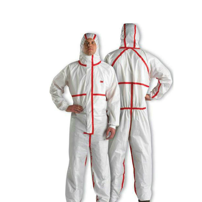 3M4565白色帶帽紅色膠條連體防護(hù)服