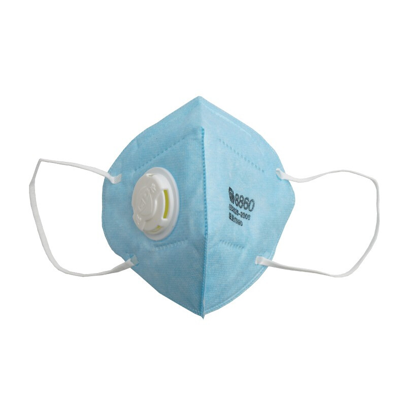 冠樺8860V藍(lán)色帶閥耳帶式KN90防塵口罩