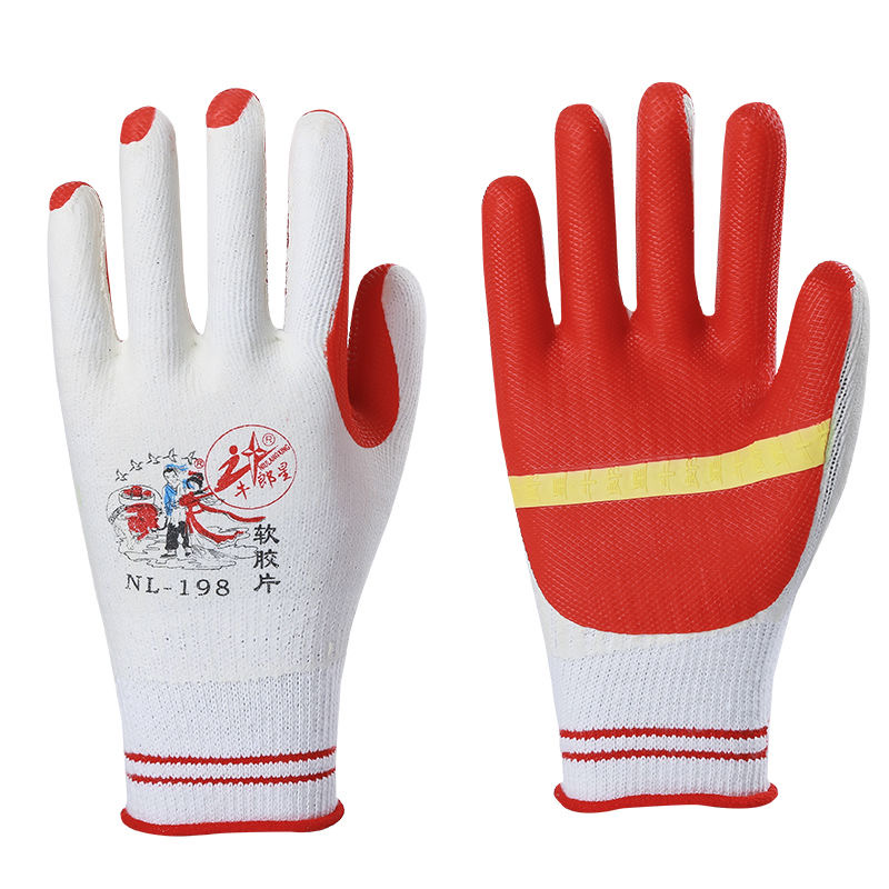 牛郎星NL-198白紗紅膠膠片勞保手套