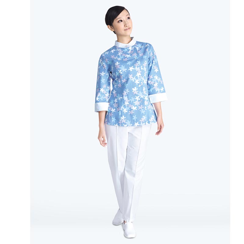 南丁格爾A08FNT04夏裝女藍拼圖上衣護士服