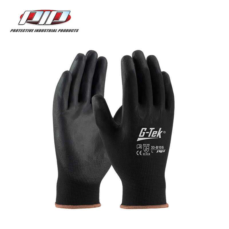 PIP 33-B105經(jīng)濟(jì)款黑色PU涂層勞保手套