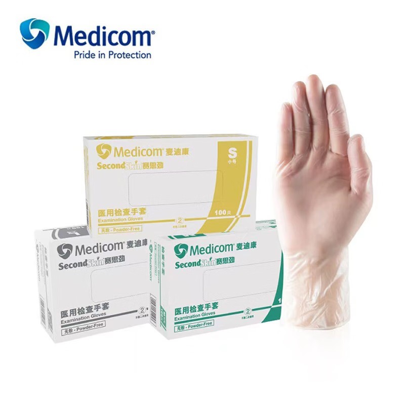 麥迪康1209D透明無(wú)粉一次性PVC手套L