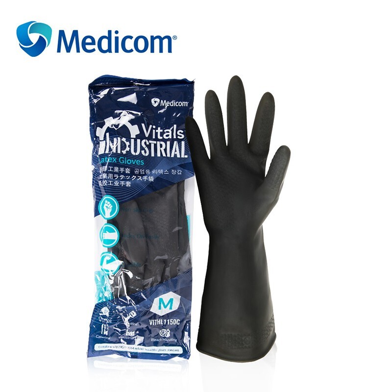 麥迪康1150C耐酸堿防滑加厚乳膠手套中號(hào)