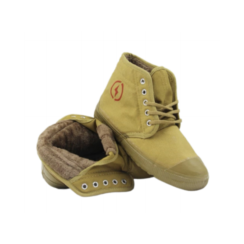 眾鑫泰布面膠底絕緣安全棉鞋10KV黃色高幫款