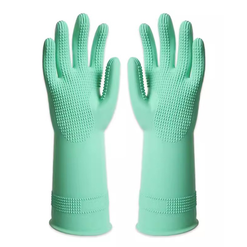 雪蓮1008611家用天然橡膠絨里卷邊袖口大顆粒防滑手套