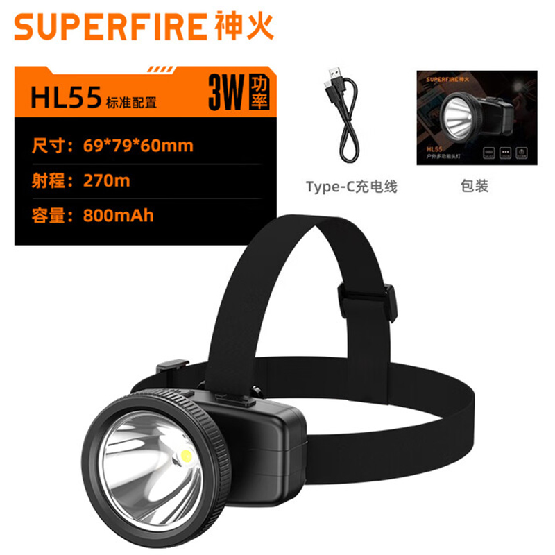 神火HL55大光杯戶外多用頭燈