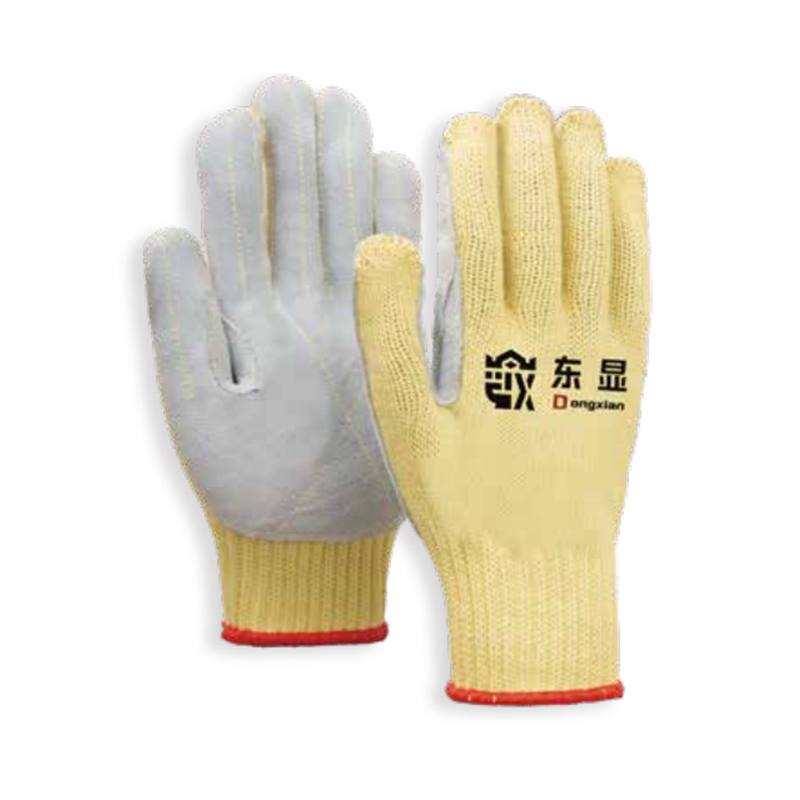 東顯7-1-002 7針芳綸牛二層皮耐高溫防割手套