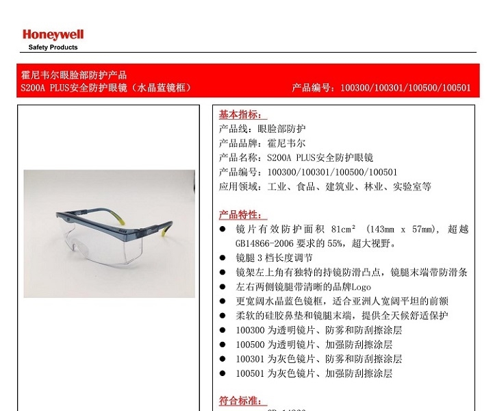 Honeywell霍尼韋爾100301S200A PLUS安全防護眼鏡圖1