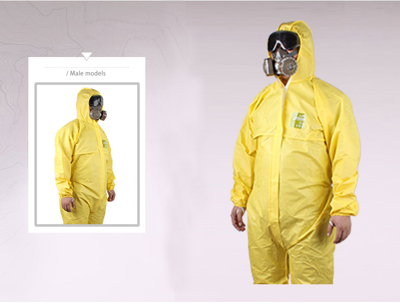 微護佳YY23-B-99-111-04MG2300黃色標(biāo)準型有帽連體防護服圖片1