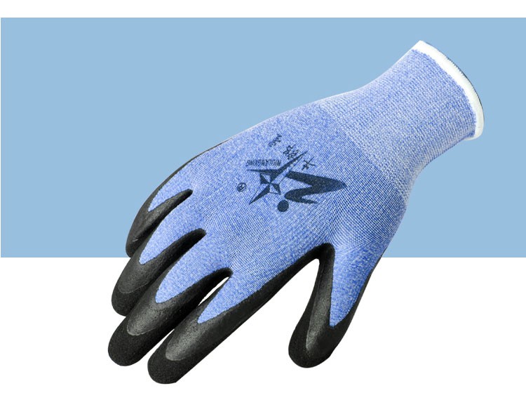 牛郎星彈力星藍黑發(fā)泡勞保手套圖片10