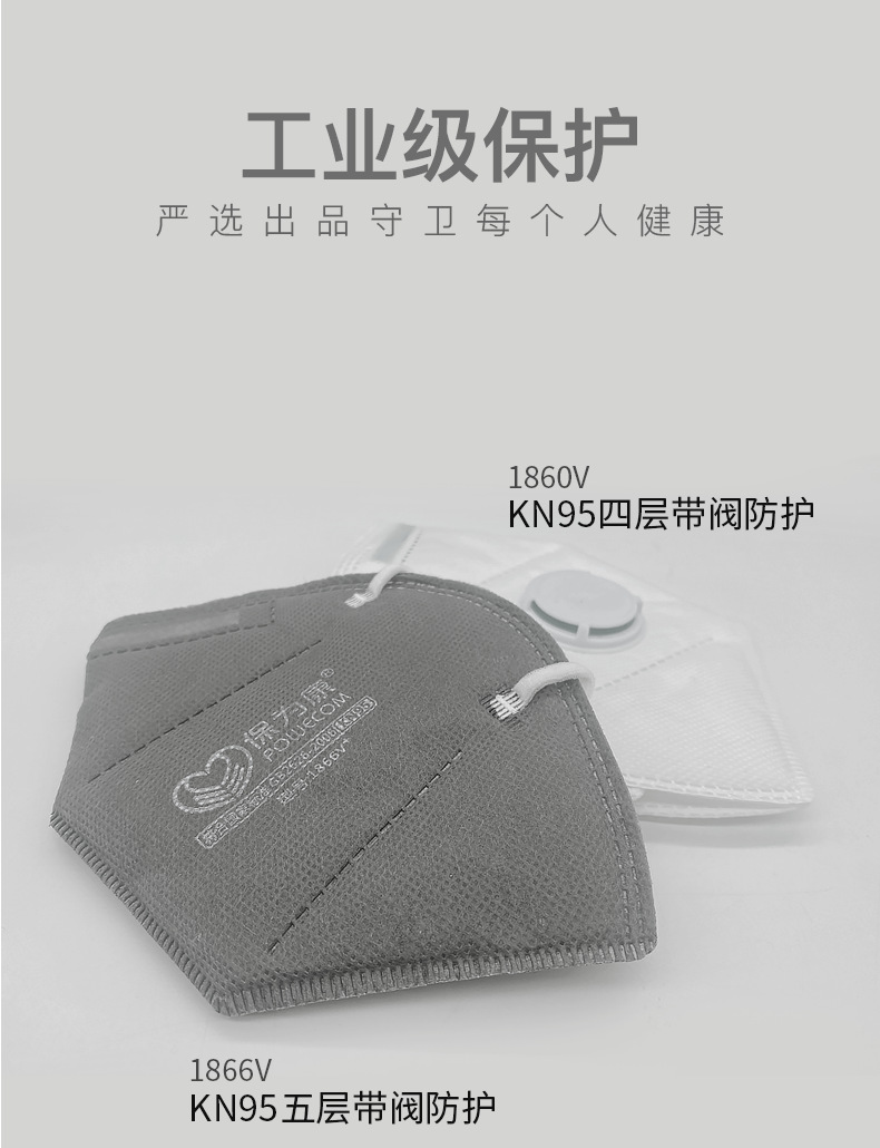保為康1860V KN95帶呼吸閥防塵口罩圖片6