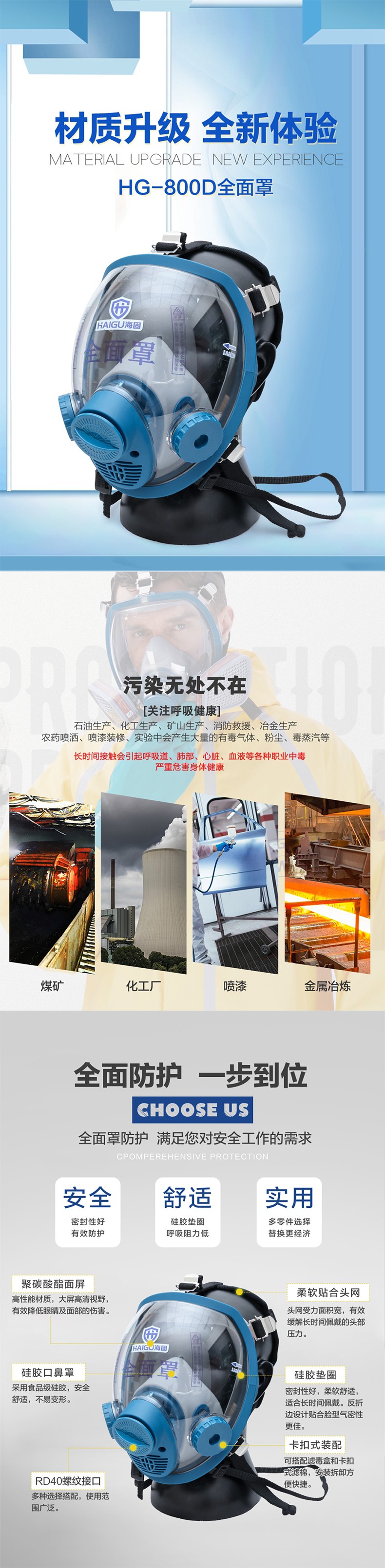 海固800D全面罩+HG-ABS/P-B-1防毒面具 無機氣體綜合防護圖片