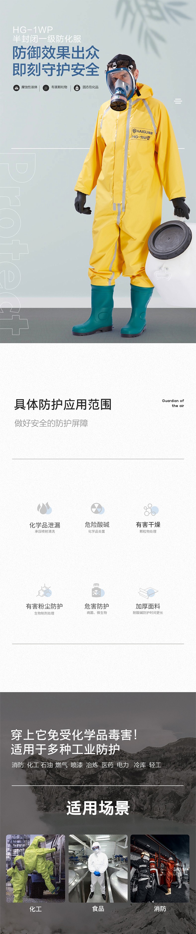 海固HG-1WP半封閉輕型防化服 外置一級(jí)防化服圖片1