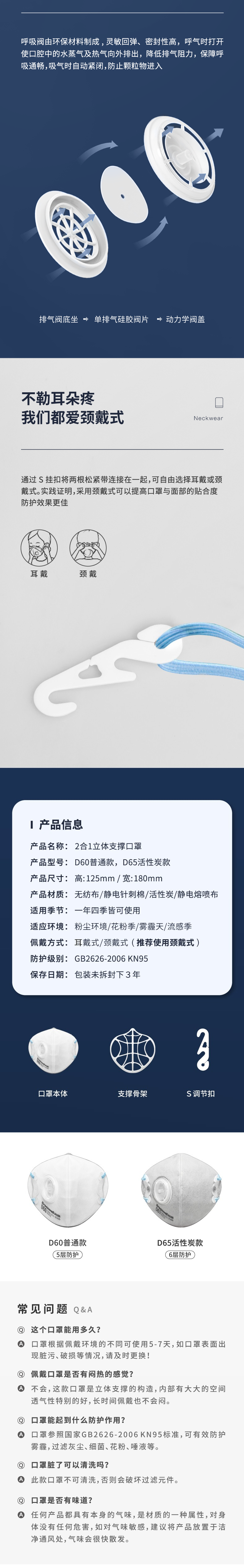松研D65罩杯式帶閥KN95活性炭防塵口罩圖片2