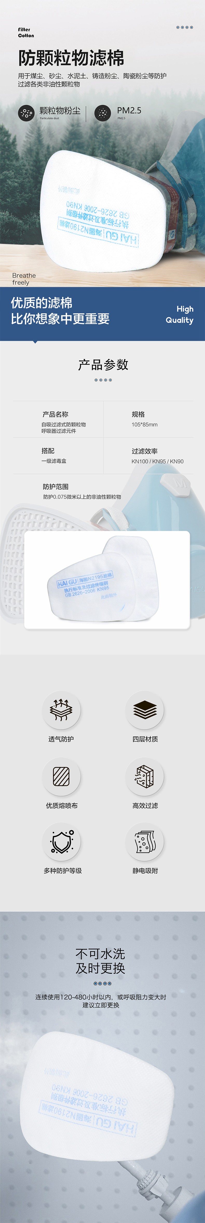 海固N(yùn)2190 2系列KN90非油性顆粒物濾棉圖片