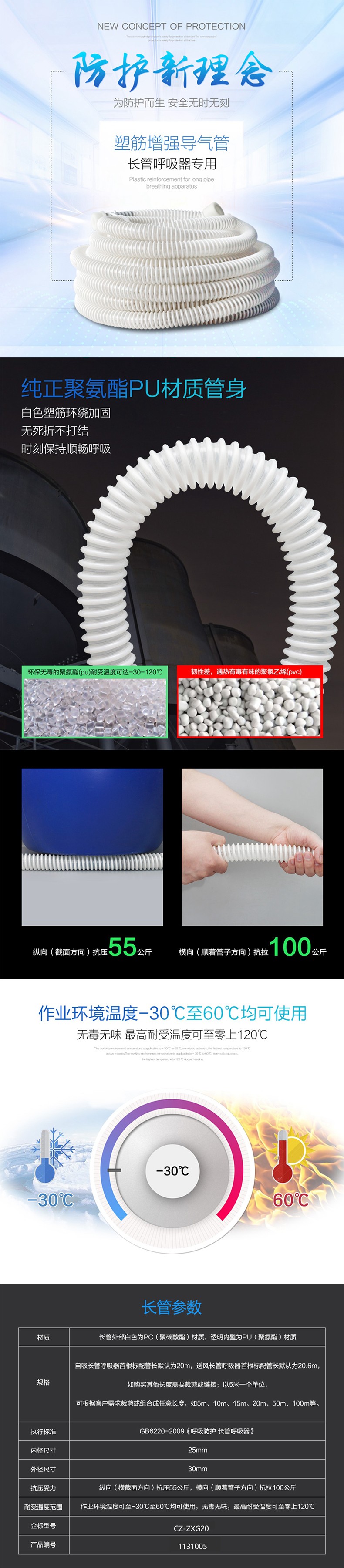 海固CZ-ZXG20長(zhǎng)管呼吸器塑筋增強(qiáng)管圖片