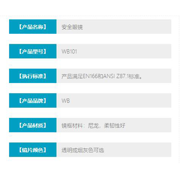 華信WB101大視野護目鏡圖片