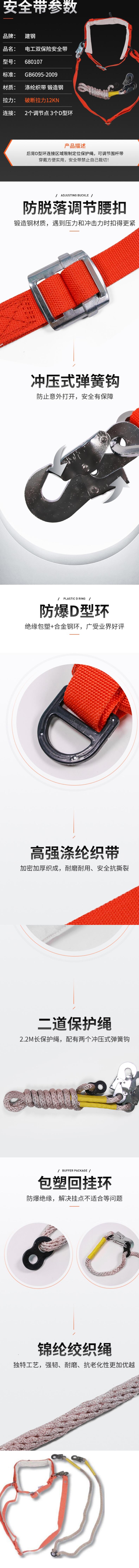 建鋼680107電工雙掛點(diǎn)安全帶圖片