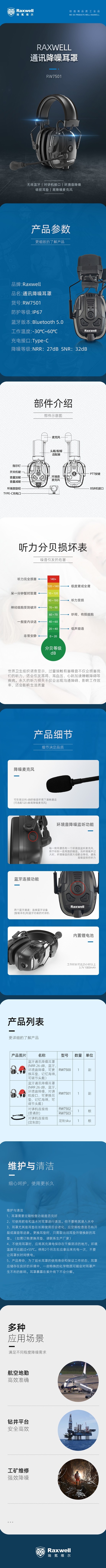 瑞氪維爾RW7501藍(lán)牙通訊防噪音耳罩圖片