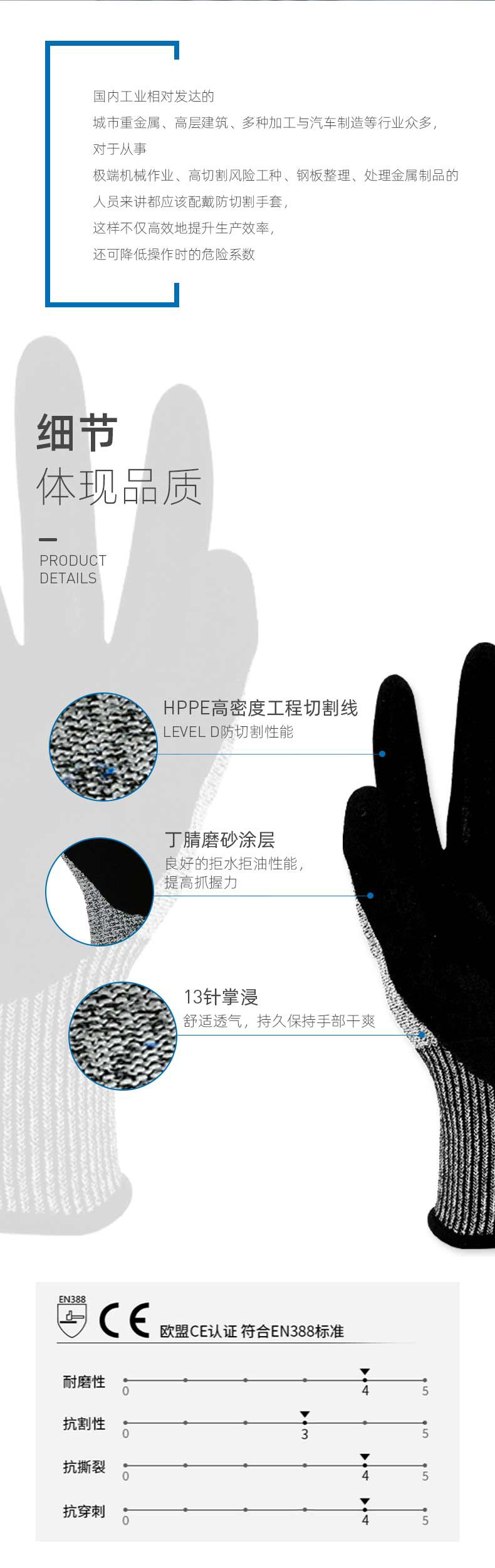 瑞氪維爾RW2402丁腈磨砂5級(jí)防割手套圖片3