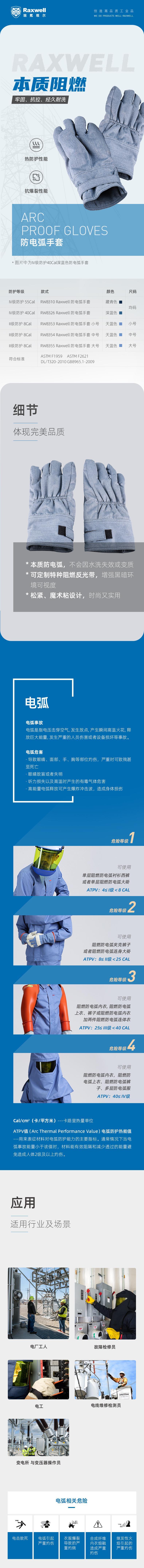 瑞氪維爾RW8354天藍(lán)色防電弧手套圖片