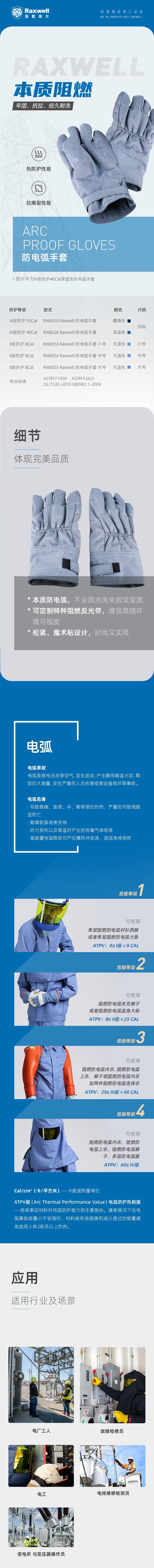 瑞氪維爾RW8326深藍(lán)色防電弧手套圖片