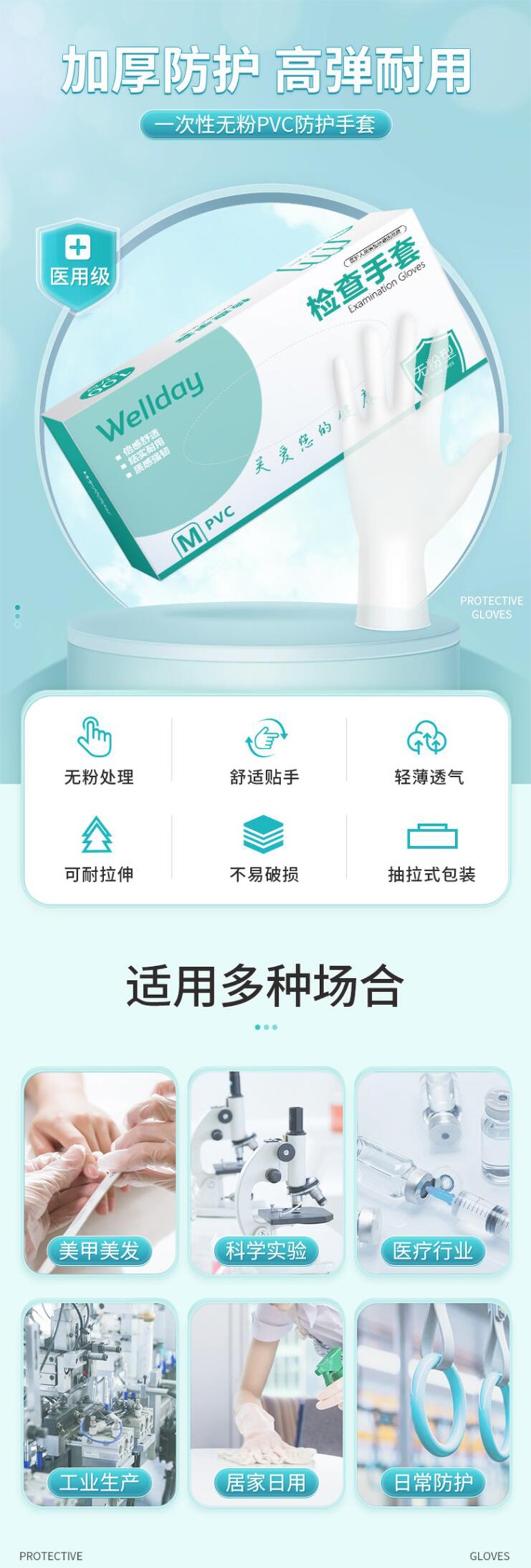 維德醫(yī)療20只一次性PVC醫(yī)用手套圖片1