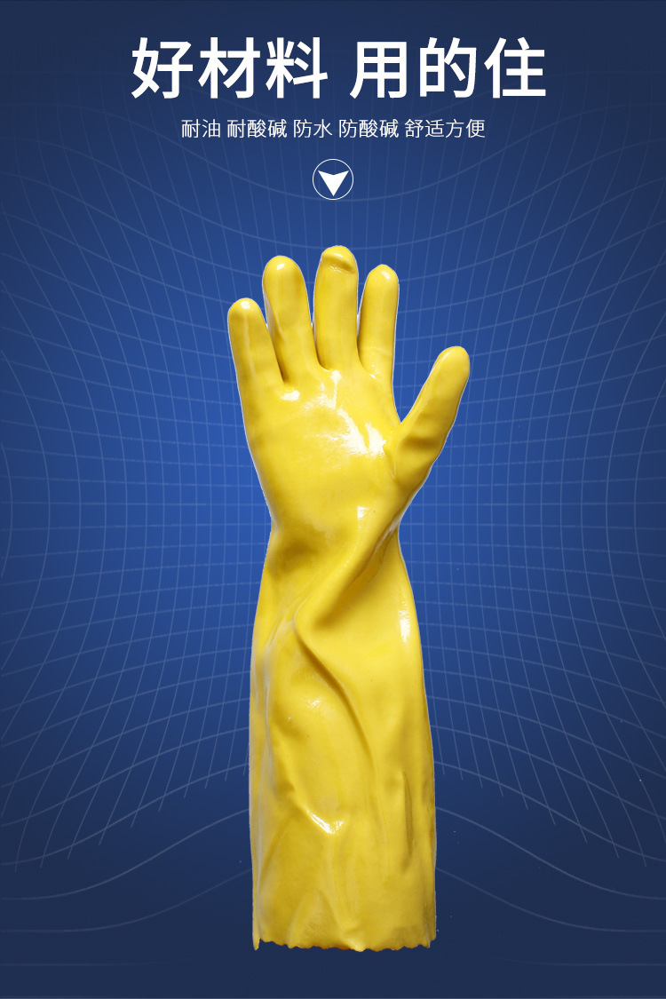 千禧龍045黃棉毛浸塑PVC手套圖片4