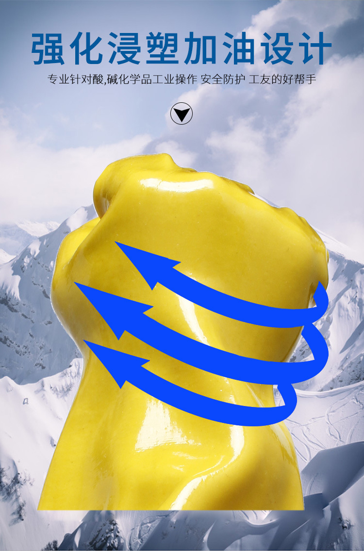 千禧龍045黃棉毛浸塑PVC手套圖片6