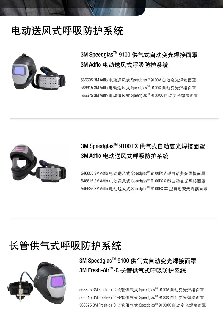 3M Speedglas 9100FX電動(dòng)送風(fēng)自動(dòng)變光電焊面罩類型