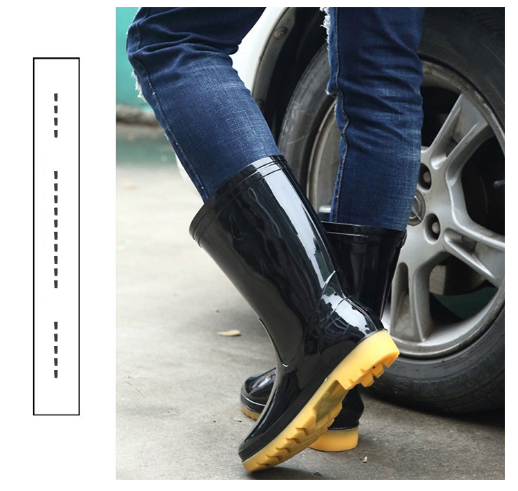 回力807防滑防水黑色中筒雨靴圖片10